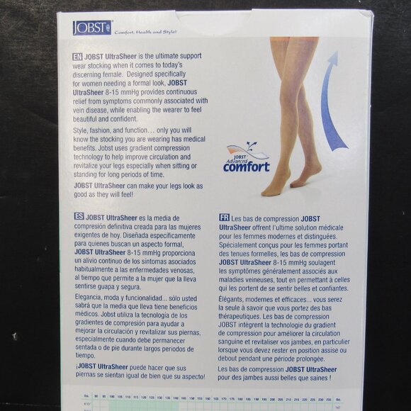 Jobst Ultra Sheer Classic Black Support Compression Stocking 8-15 mmHg Thigh CT - Picture 6 of 7